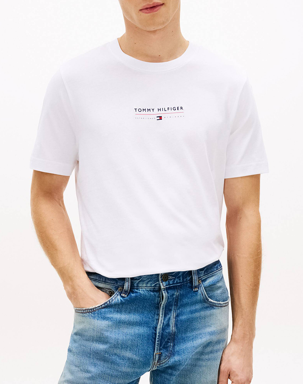 TOMMY HILFIGER BRAND LOVE LOCKUP TEE MW0MW42363-YBR White
