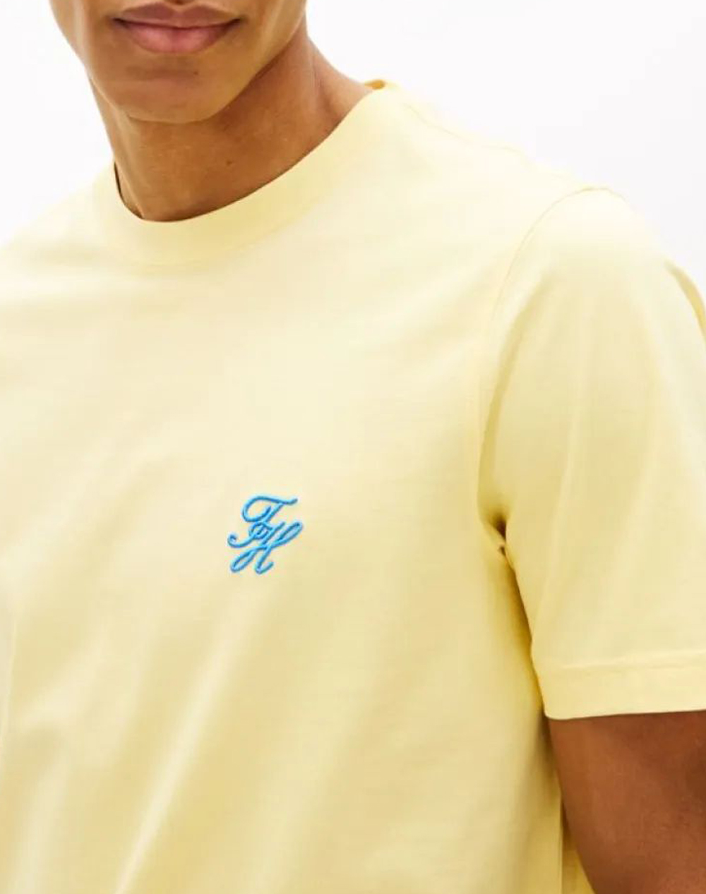 Tommy Hilfiger Script Monogram Swimshop Tee Mw0Mw43066-Zf0 Lightyellow ανδρικά ρούχα μπλούζες T-Shirt Politikos Shop Πολιτικός