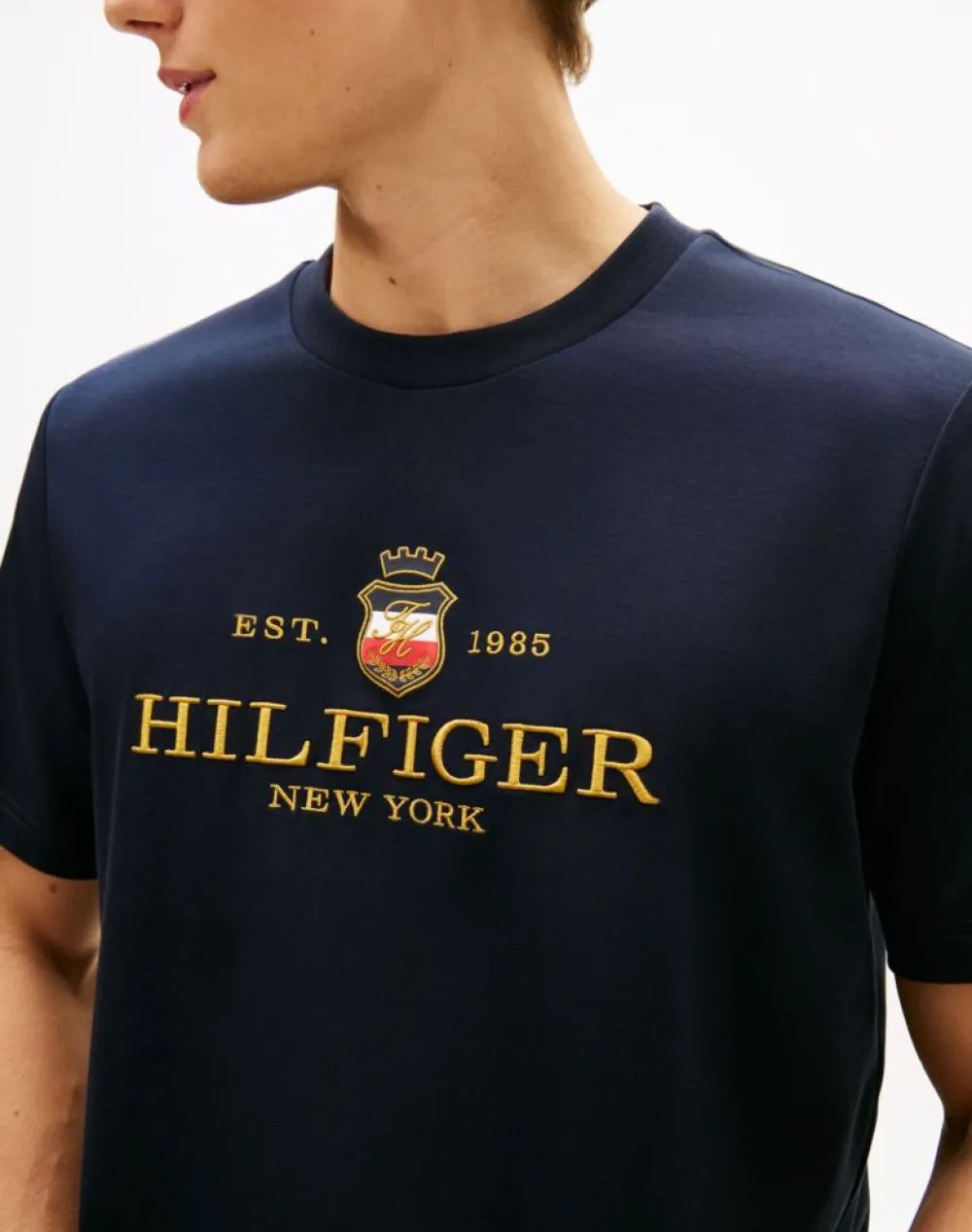 Tommy Hilfiger Icon Graphic Tee Mw0Mw42302-Dw5 Darkblue ανδρικά ρούχα μπλούζες T-Shirt Politikos Shop Πολιτικός