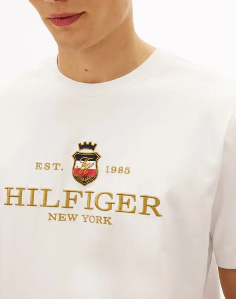 Tommy Hilfiger Icon Graphic Tee Mw0Mw42302-Ybr White ανδρικά ρούχα μπλούζες T-Shirt Politikos Shop Πολιτικός