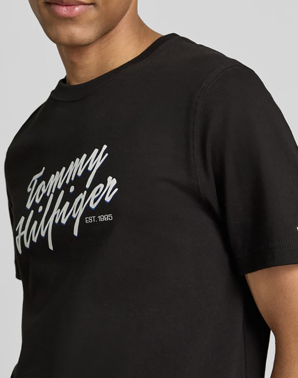 Tommy Hilfiger Summer Text Graphic Tee Mw0Mw42385-Bds Black ανδρικά ρούχα μπλούζες T-Shirt Politikos Shop Πολιτικός