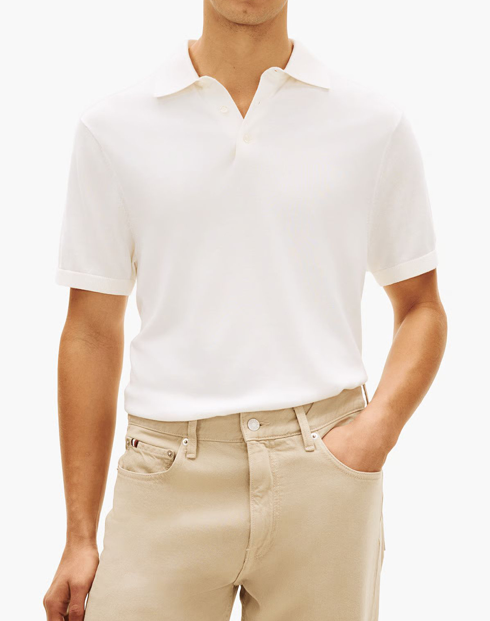 TOMMY HILFIGER DC COTTON LYOCELL POLO MW0MW38747-YBI Ivory