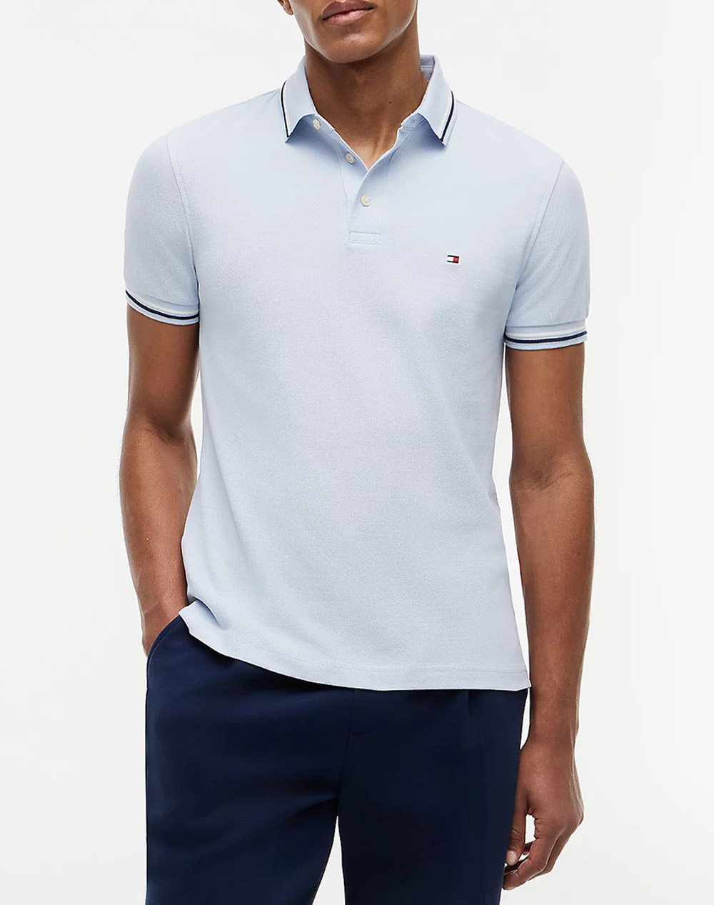 TOMMY HILFIGER TIPPED SLIM FIT SEASONAL POLO MW0MW39993-C1O SkyBlue