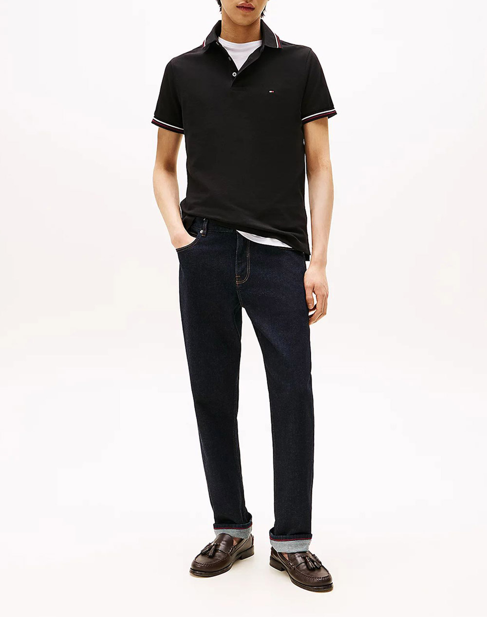 Tommy Hilfiger Tipped Slim Fit Polo Mw0Mw37346-Bds Black ανδρικά ρούχα μπλούζες Politikos Shop Πολιτικός