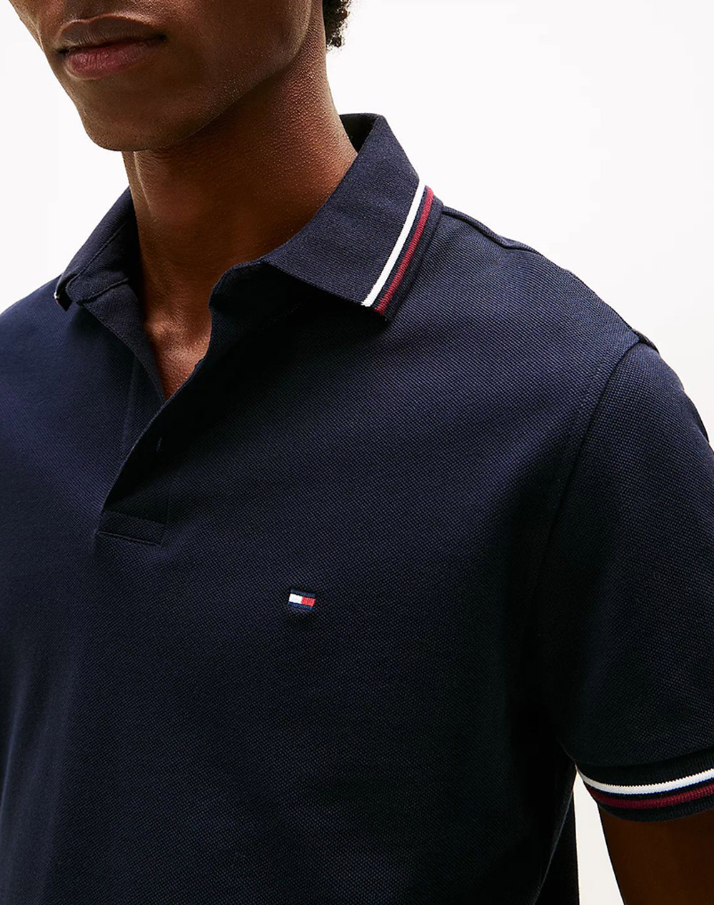 Tommy Hilfiger Tipped Slim Fit Polo Mw0Mw37346-Dw5 Darkblue ανδρικά ρούχα μπλούζες Politikos Shop Πολιτικός