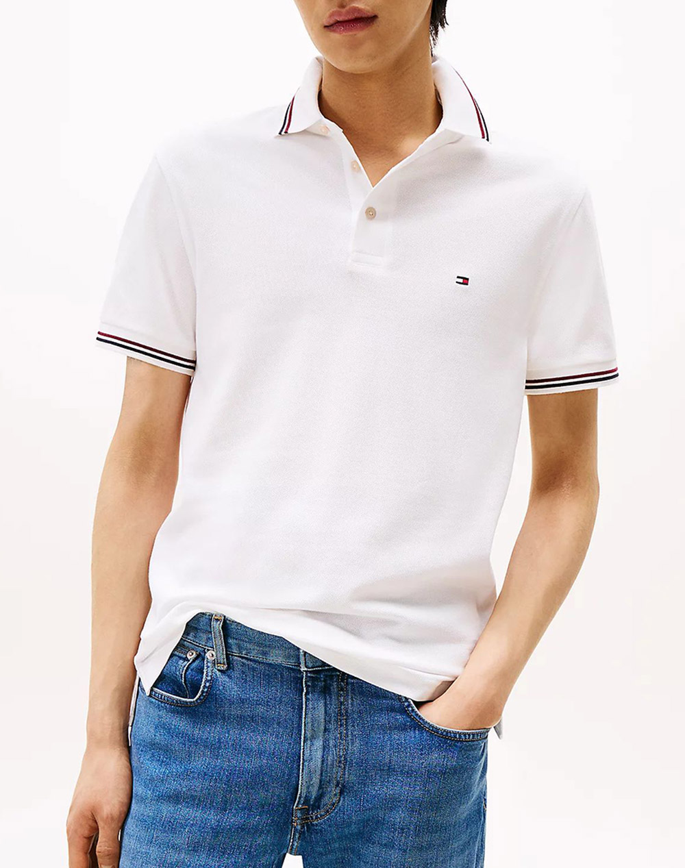 TOMMY HILFIGER TIPPED SLIM FIT POLO MW0MW37346-YBR White