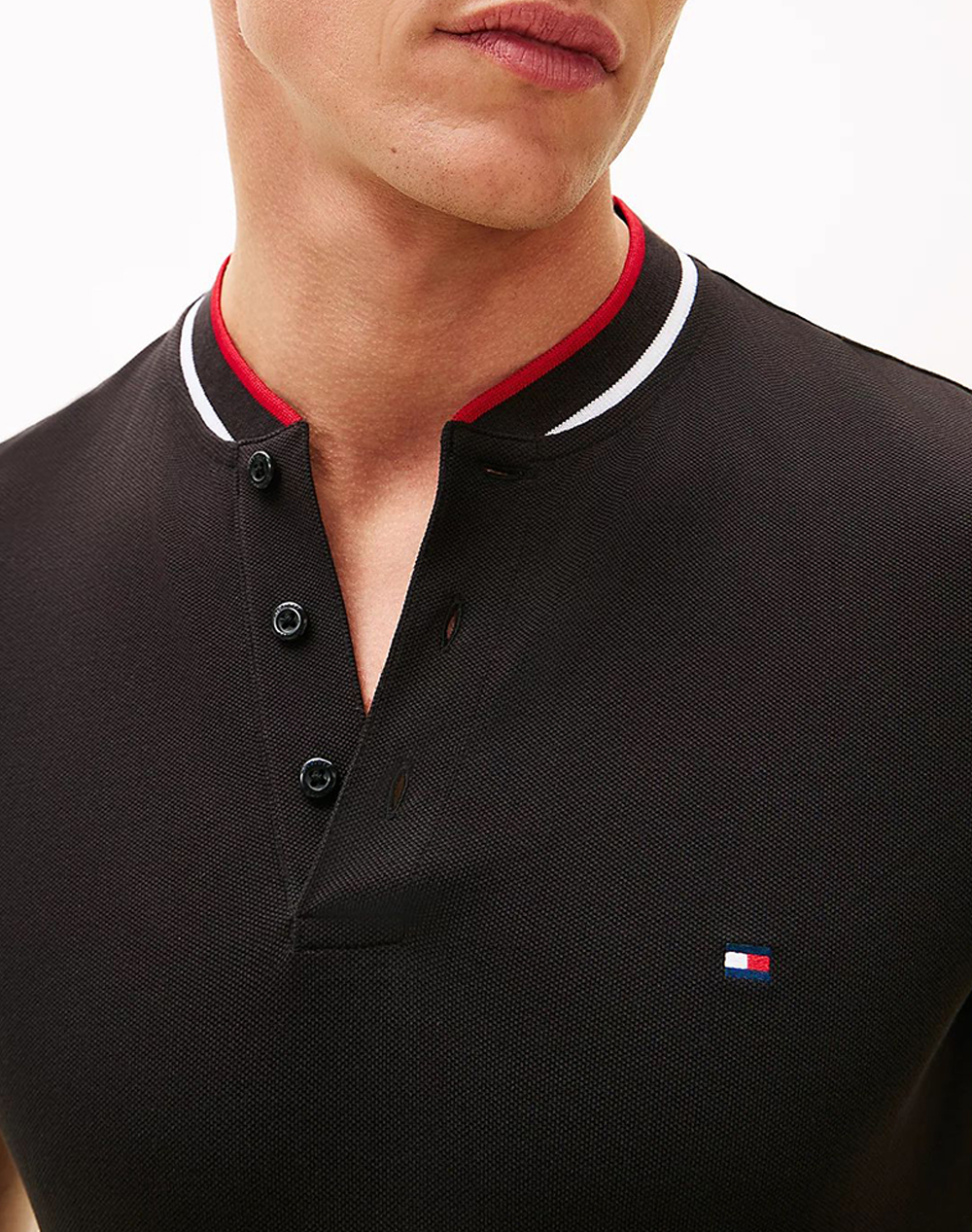 Tommy Hilfiger Mao Rwb Tipped Slim Polo Mw0Mw34752-Bds Black ανδρικά ρούχα μπλούζες Politikos Shop Πολιτικός