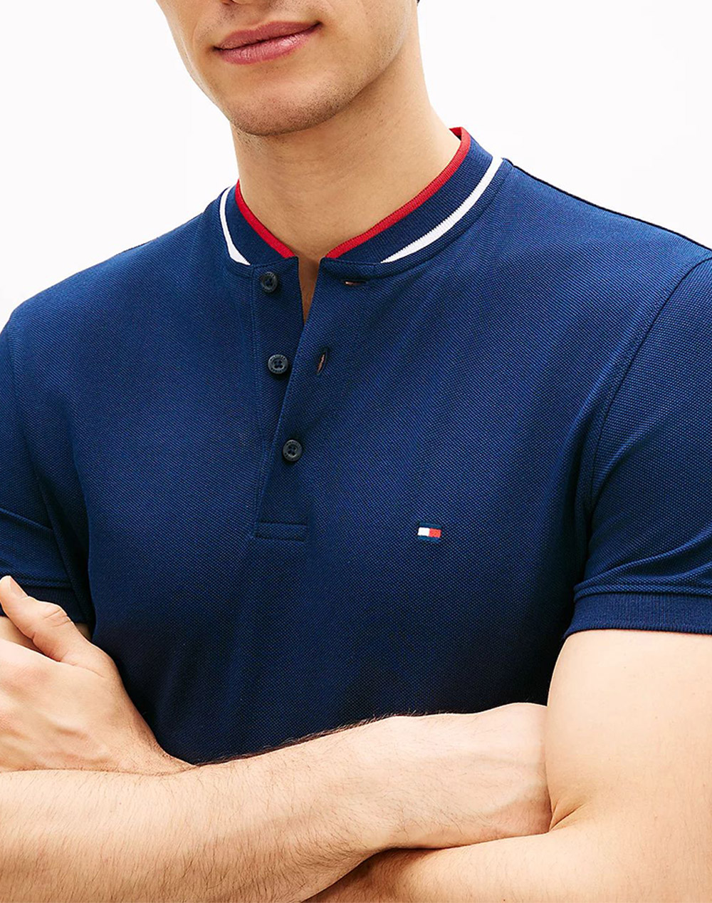 Tommy Hilfiger Mao Rwb Tipped Slim Polo Mw0Mw34752-Dcc Navyblue ανδρικά ρούχα μπλούζες Politikos Shop Πολιτικός