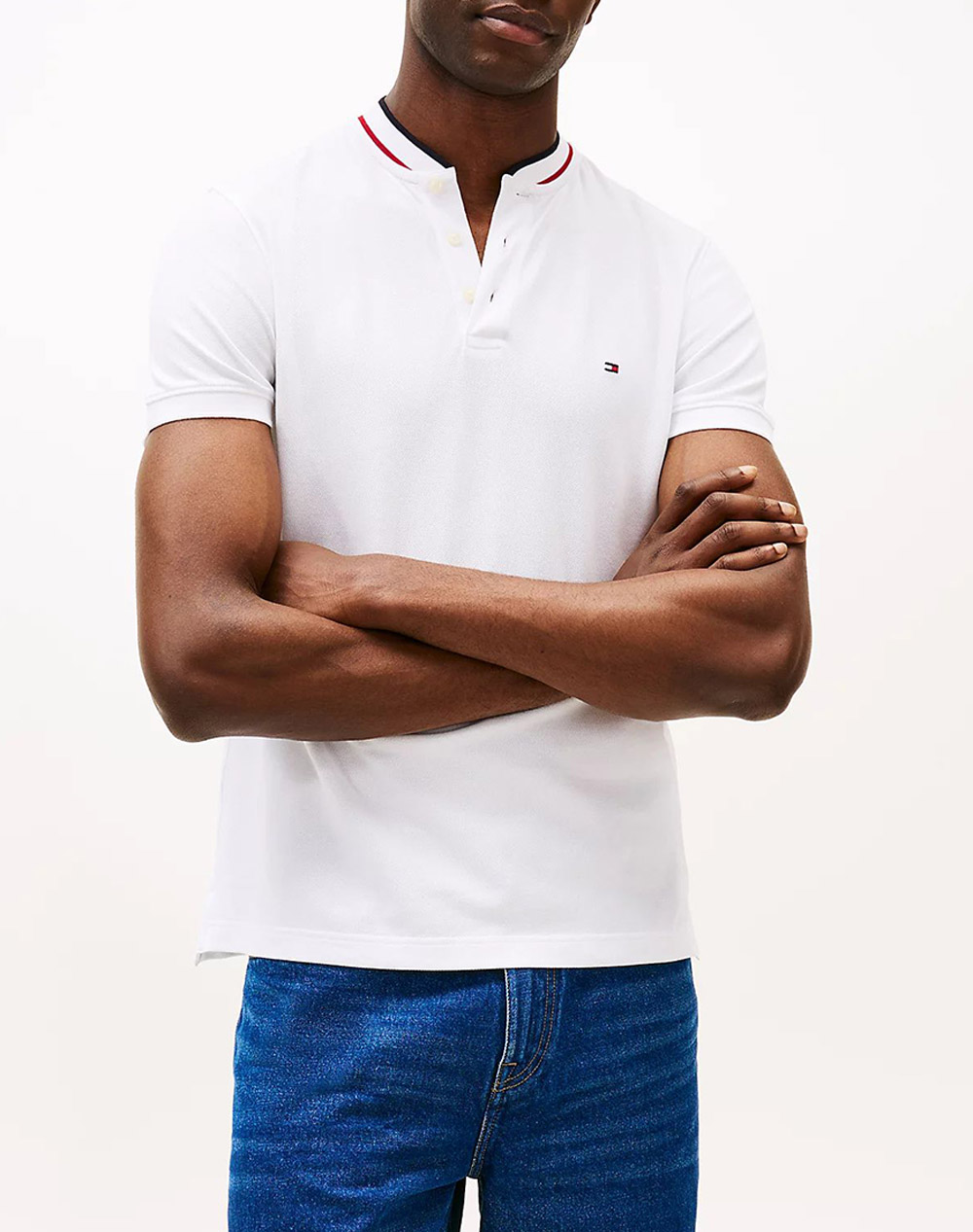 TOMMY HILFIGER MAO RWB TIPPED SLIM POLO MW0MW34752-YBR White