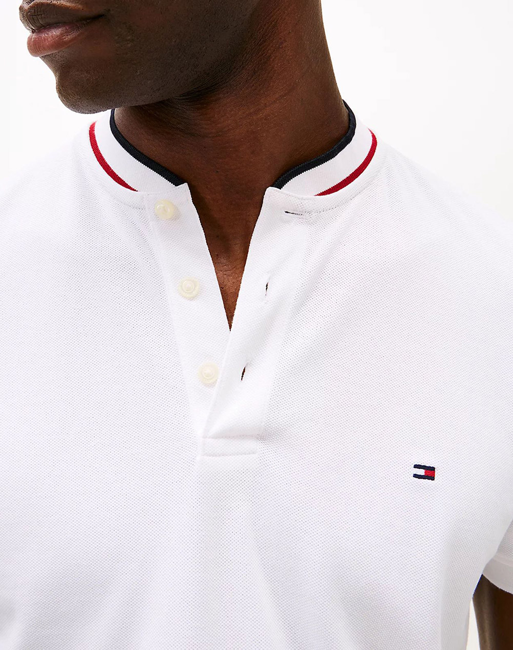 Tommy Hilfiger Mao Rwb Tipped Slim Polo Mw0Mw34752-Ybr White ανδρικά ρούχα μπλούζες Politikos Shop Πολιτικός