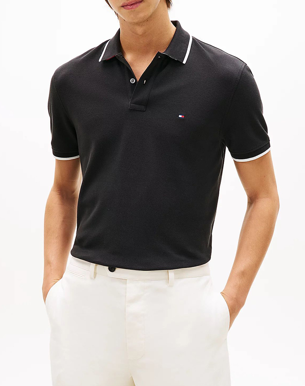 TOMMY HILFIGER PIQUE UNDERCOLLAR REG POLO MW0MW42748-BDS Black