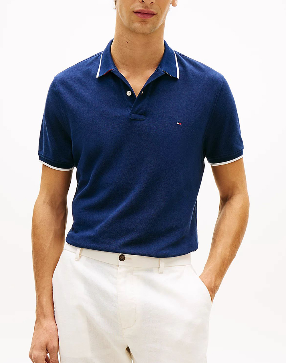 TOMMY HILFIGER PIQUE UNDERCOLLAR REG POLO MW0MW42748-DCC NavyBlue