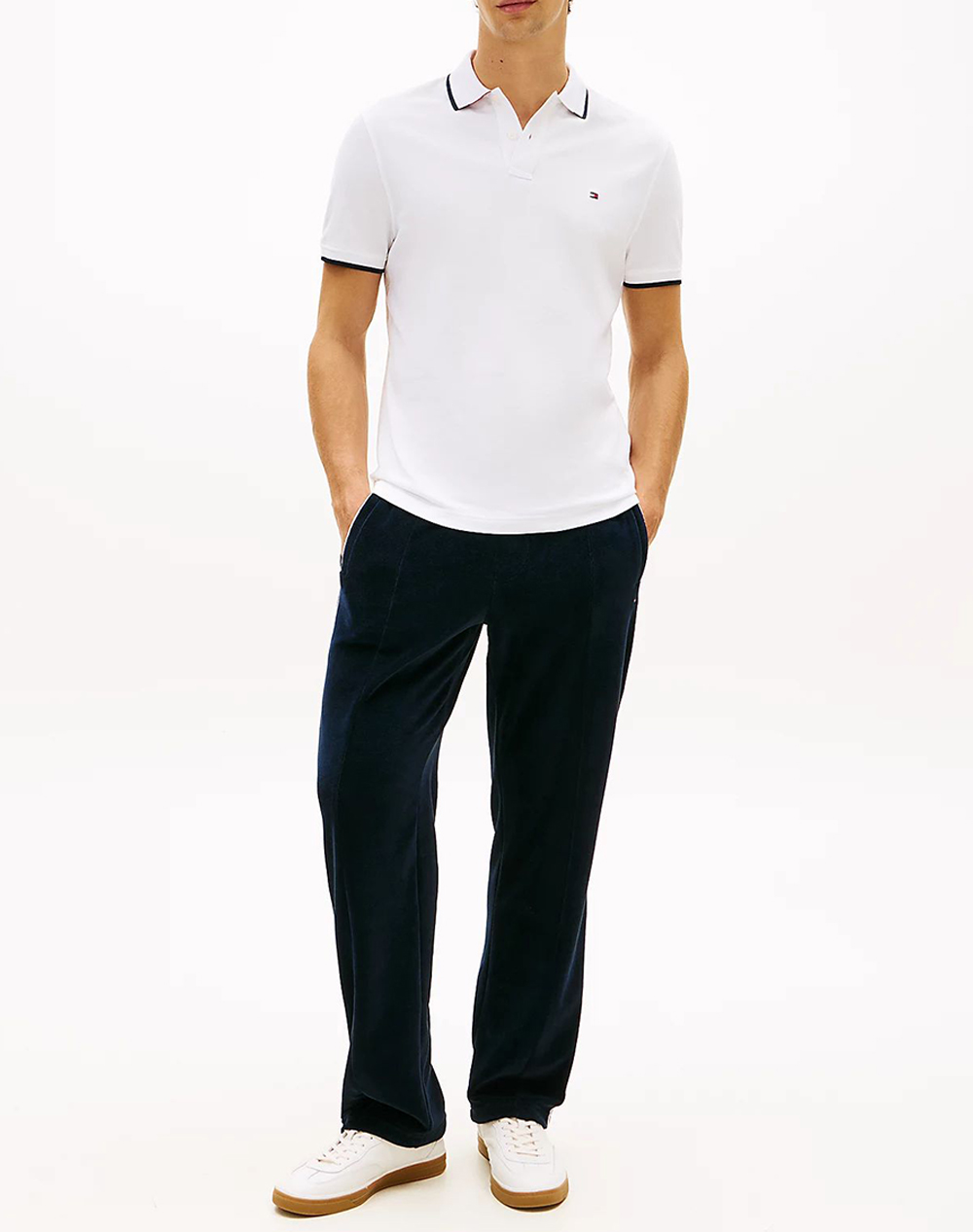 Tommy Hilfiger Pique Undercollar Reg Polo Mw0Mw42748-Ybr White ανδρικά ρούχα μπλούζες Politikos Shop Πολιτικός