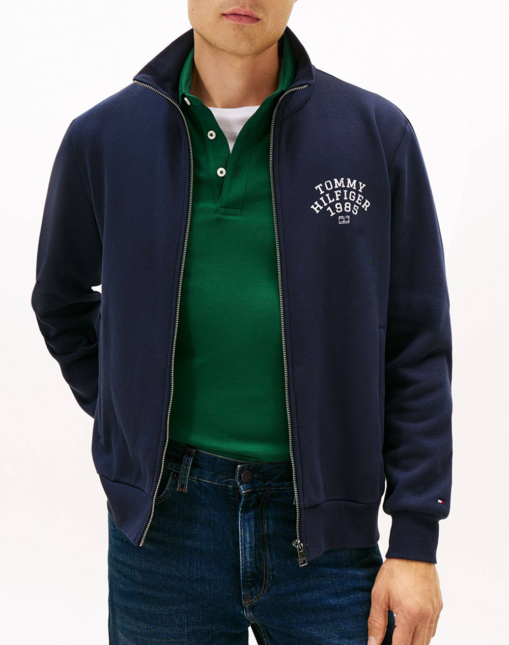 TOMMY HILFIGER HILFIGER ARCH STAND COLLAR ZIP MW0MW41425-DW5 DarkBlue