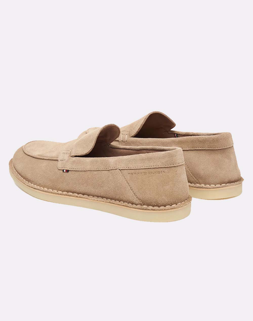 Tommy Hilfiger Stitchdown Suede Loafer Fm0Fm05782-Afe Biege ανδρικά παπούτσια Μοκασινια Politikos Shop Πολιτικός