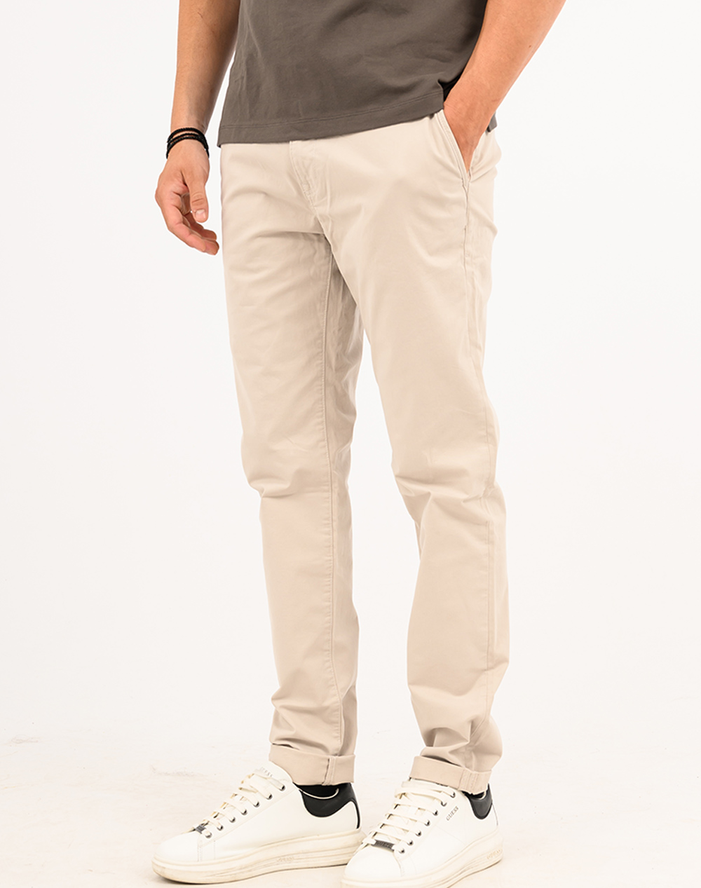 TOM TAILOR SLIM CHINO WITH BELT ΠΑΝΤΕΛΟΝΙ ΑΝΔΡΙΚΟ 1027694-30026 LightGray