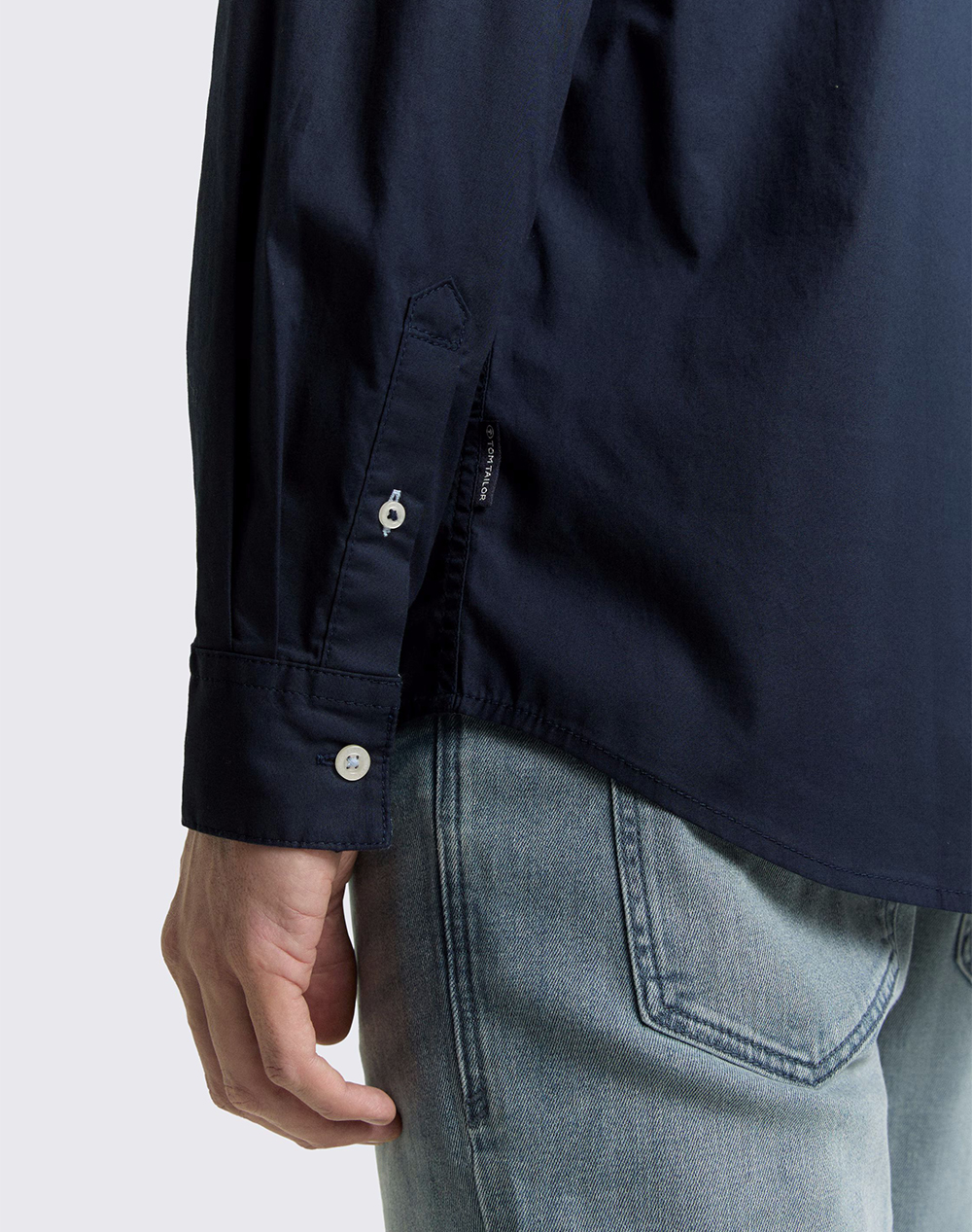 Tom Tailor Stretch Poplin Shi Πουκαμισο Ανδρικό 1048449-10668 Darkblue ανδρικά ρούχα πουκάμισα Politikos Shop Πολιτικός