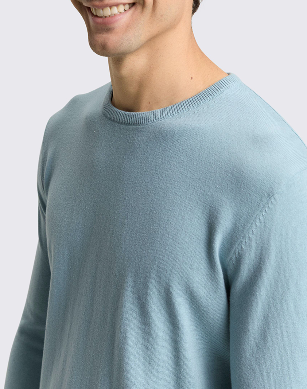 Tom Tailor Basic Crew Nec Πλεκτο Ανδρικό 1049500-30838 Lightblue ανδρικά ρούχα μπλούζες Πλεκτά Politikos Shop Πολιτικός
