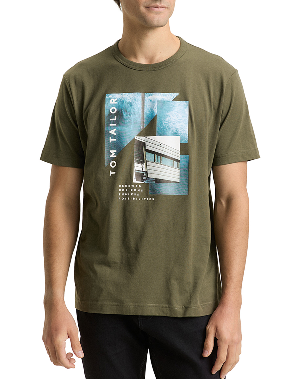 TOM TAILOR T-SHIRT WITH PHOT ΜΠΛΟΥΖΑ ΑΝΔΡΙΚΟ 1048650-10920 Khaki