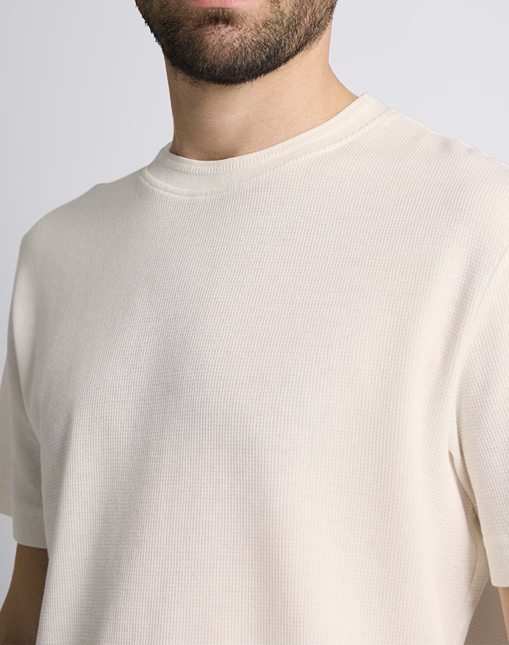 Tom Tailor Structured T-Shir Μπλούζα Ανδρικό 1048599-10348 Cream ανδρικά ρούχα μπλούζες T-Shirt Politikos Shop Πολιτικός