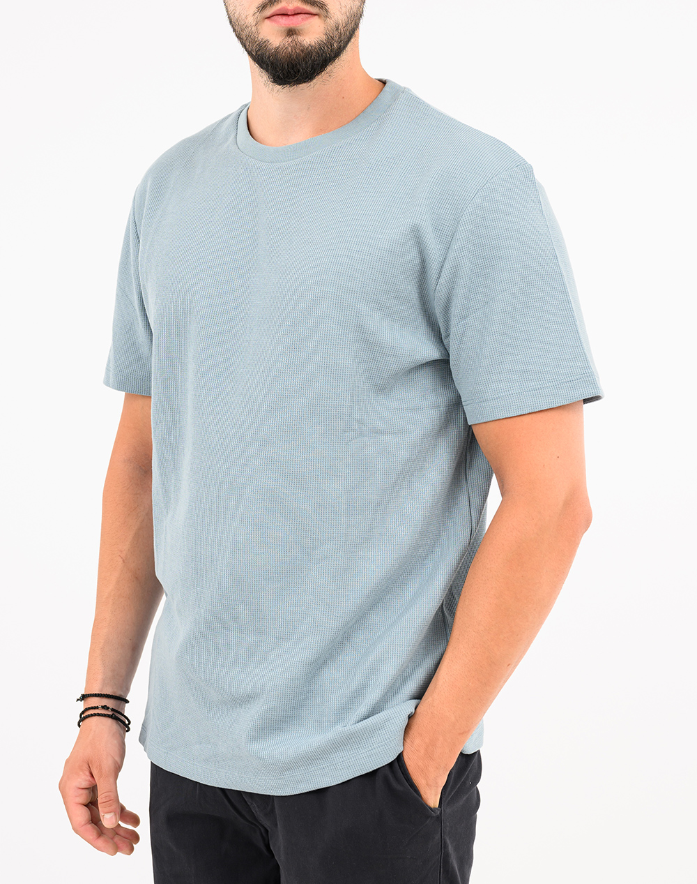 TOM TAILOR STRUCTURED T-SHIRT ΜΠΛΟΥΖΑ ΑΝΔΡΙΚΟ 1049041-30118 SteelBlue