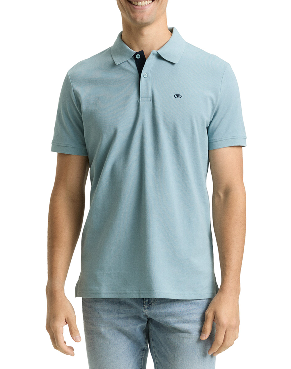 TOM TAILOR BASIC POLO WITH CONTRA ΜΠΛΟΥΖΑ ΑΝΔΡΙΚΟ 1031006-30838 Ciel