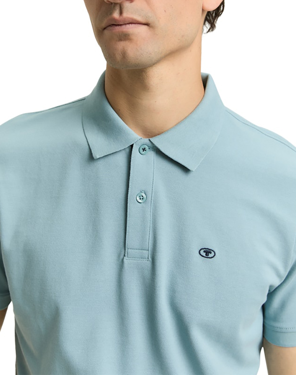 Tom Tailor Basic Polo With Contra Μπλούζα Ανδρικό 1031006-30838 Ciel ανδρικά ρούχα μπλούζες Politikos Shop Πολιτικός