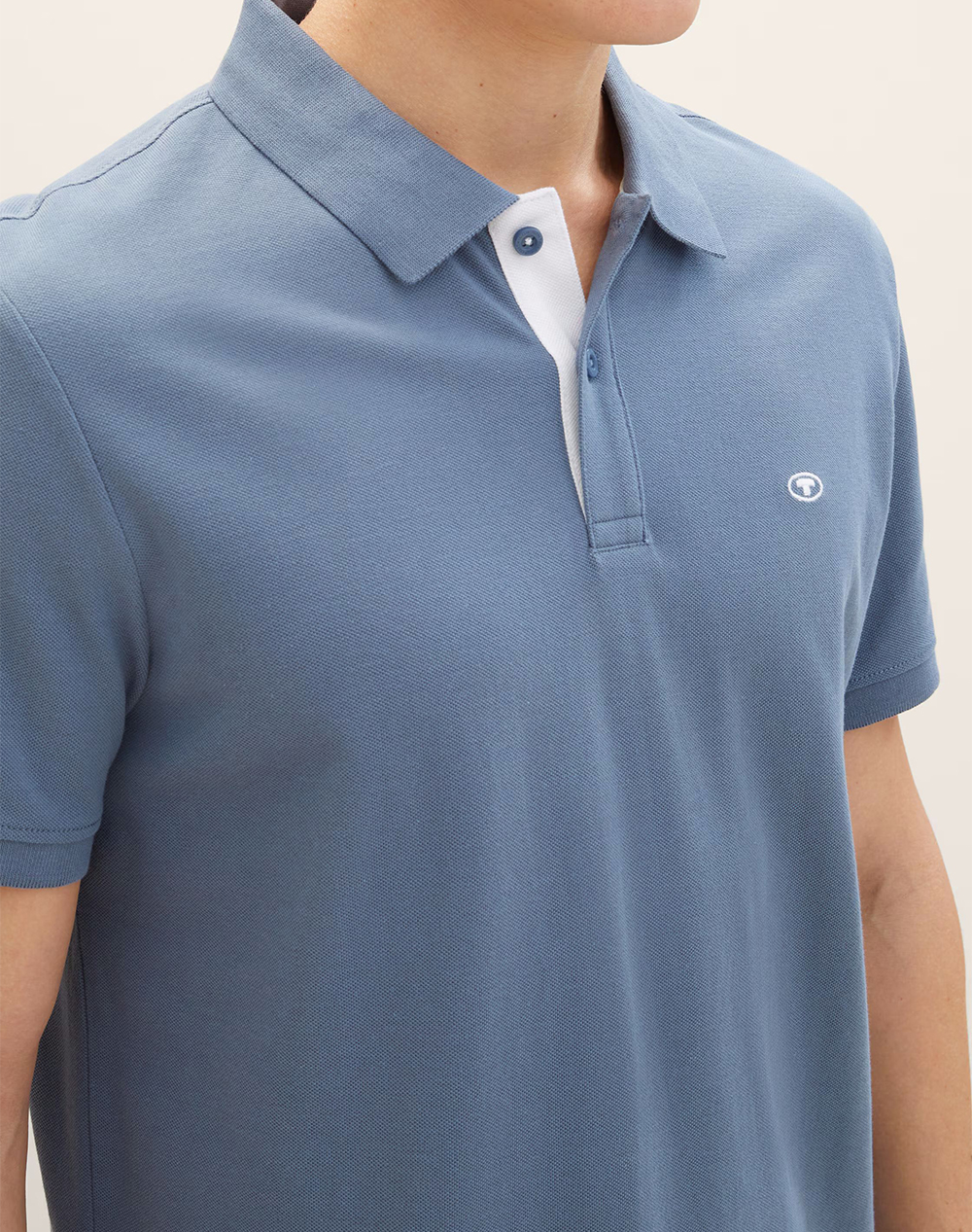 Tom Tailor Basic Polo With Contra Μπλούζα Ανδρικό 1031006-10441 Steelblue ανδρικά ρούχα μπλούζες Politikos Shop Πολιτικός