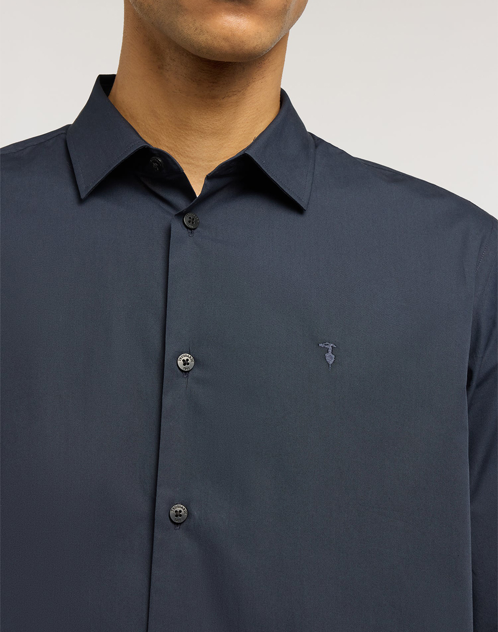 Trussardi Regular Fit - Popeline Shirt Ms100T10-034 Navyblue ανδρικά ρούχα πουκάμισα Politikos Shop Πολιτικός