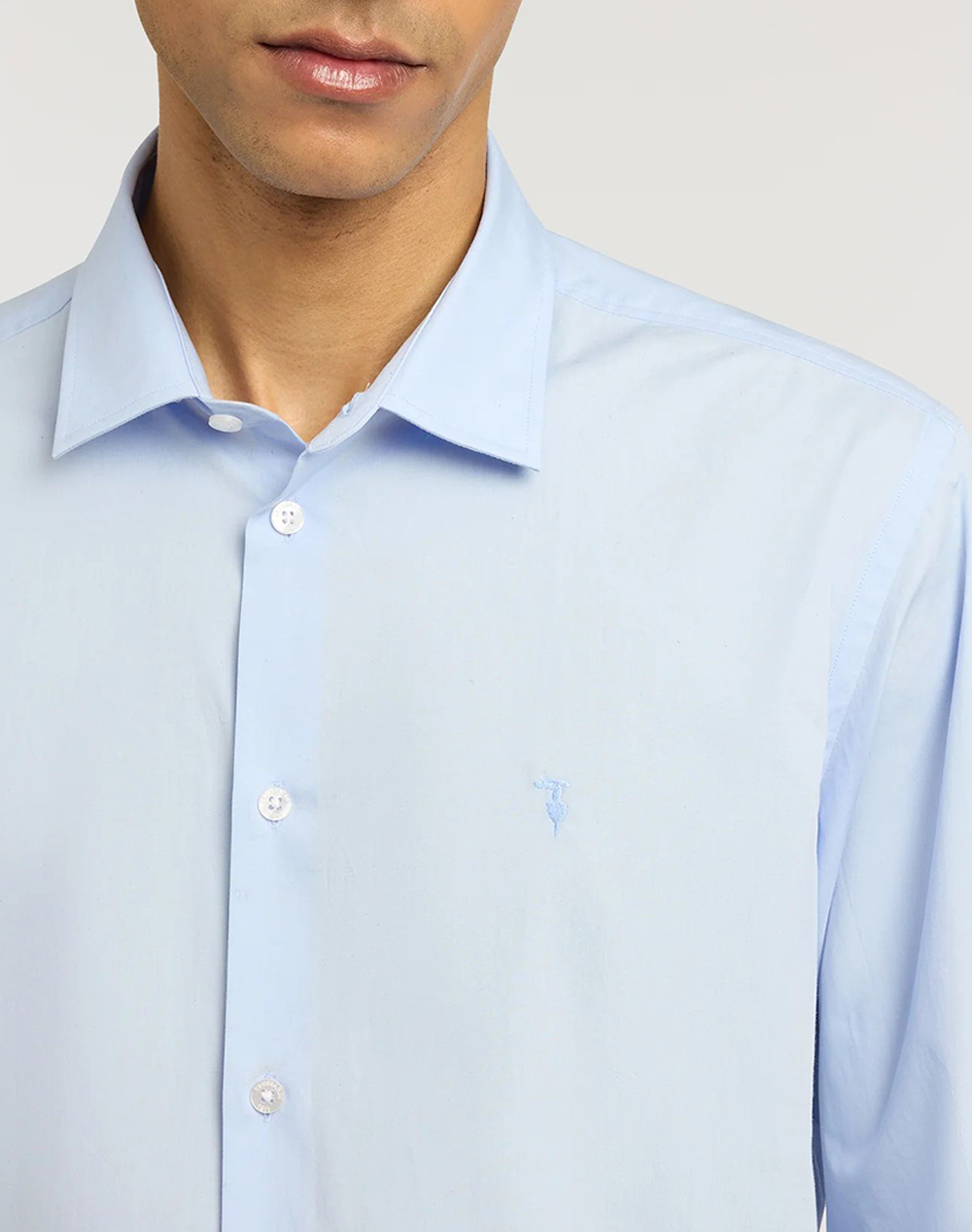 Trussardi Regular Fit - Popeline Shirt Ms100T10-004 Skyblue ανδρικά ρούχα πουκάμισα Politikos Shop Πολιτικός