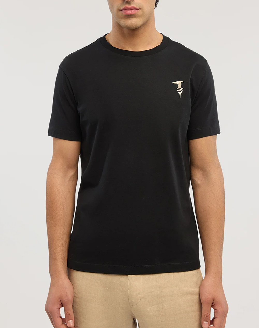 TRUSSARDI REGULAR FIT CHROMED GREYHOUND T-SHIRT MTS14J02-033 Black
