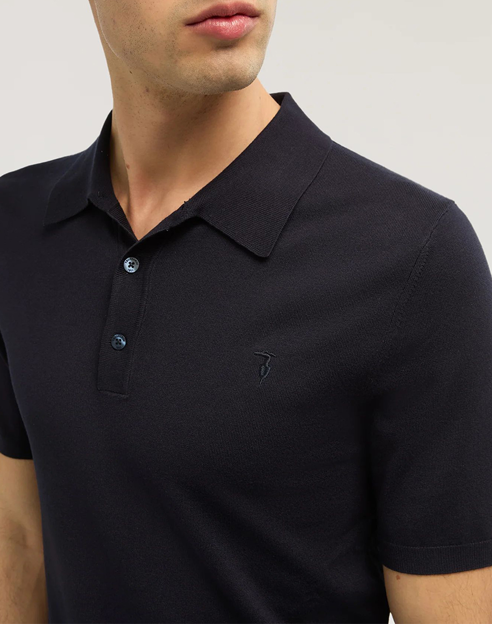 Trussardi Polo Sweater - Viscose Yarn Mk600K01-034 Navyblue ανδρικά ρούχα μπλούζες Politikos Shop Πολιτικός