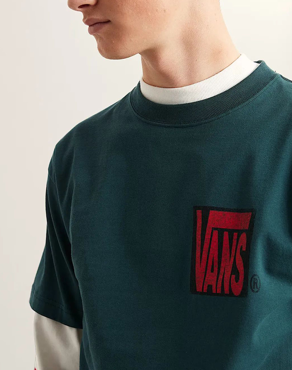 Vans Stretch Stack Crackle S Vn000Swefrj1-Mystic Green ανδρικά ρούχα μπλούζες T-Shirt Politikos Shop Πολιτικός
