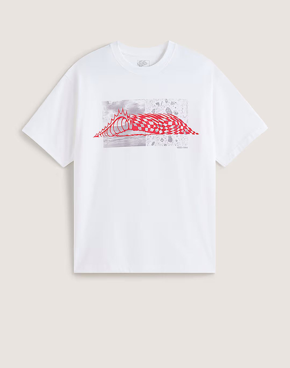 Vans Wave Check Ss Tee Vn000Tqewht1-Vnwht White ανδρικά ρούχα μπλούζες T-Shirt Politikos Shop Πολιτικός