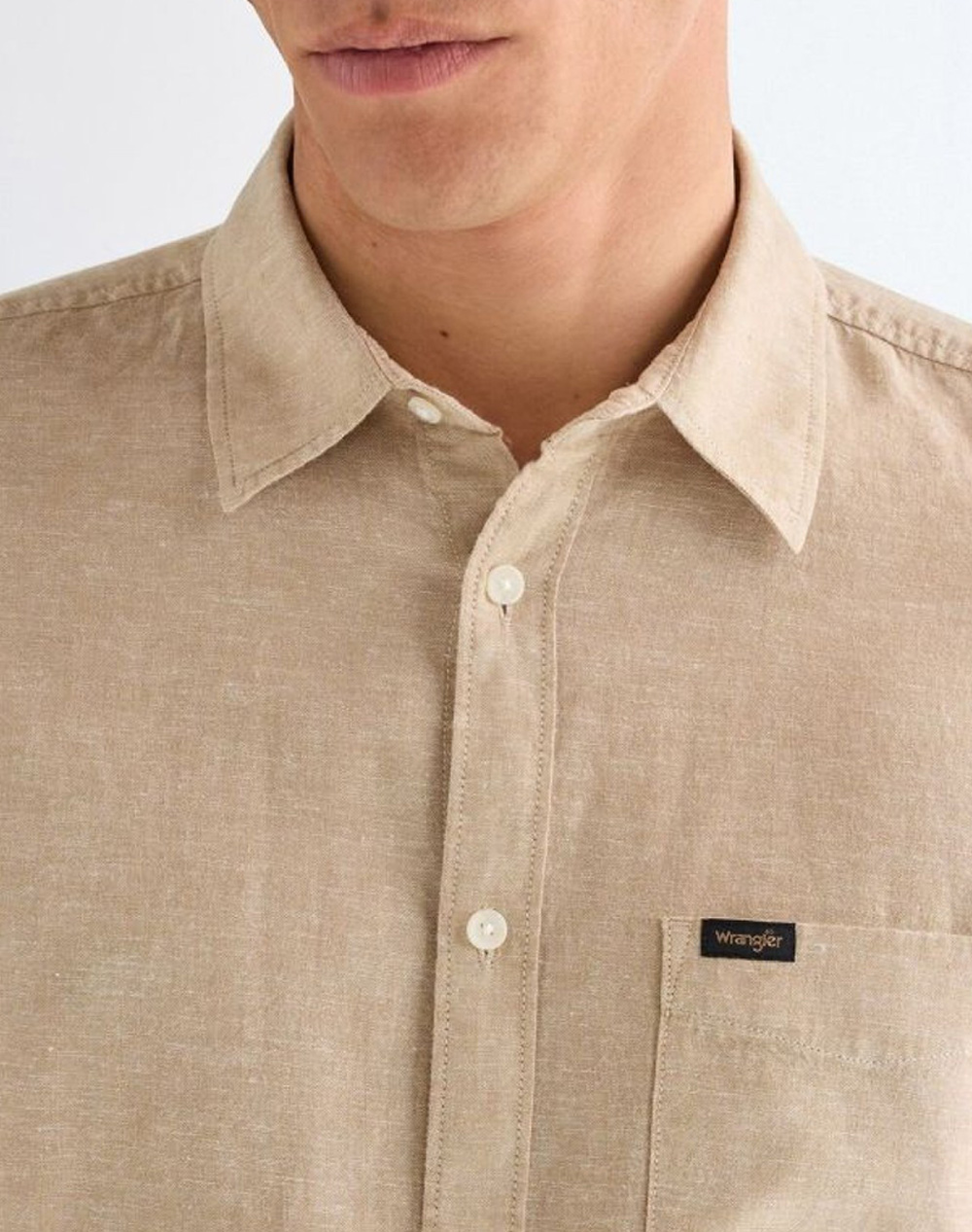 Wrangler 1 Pkt Shirt 112378040-Kelp Biege ανδρικά ρούχα πουκάμισα Politikos Shop Πολιτικός