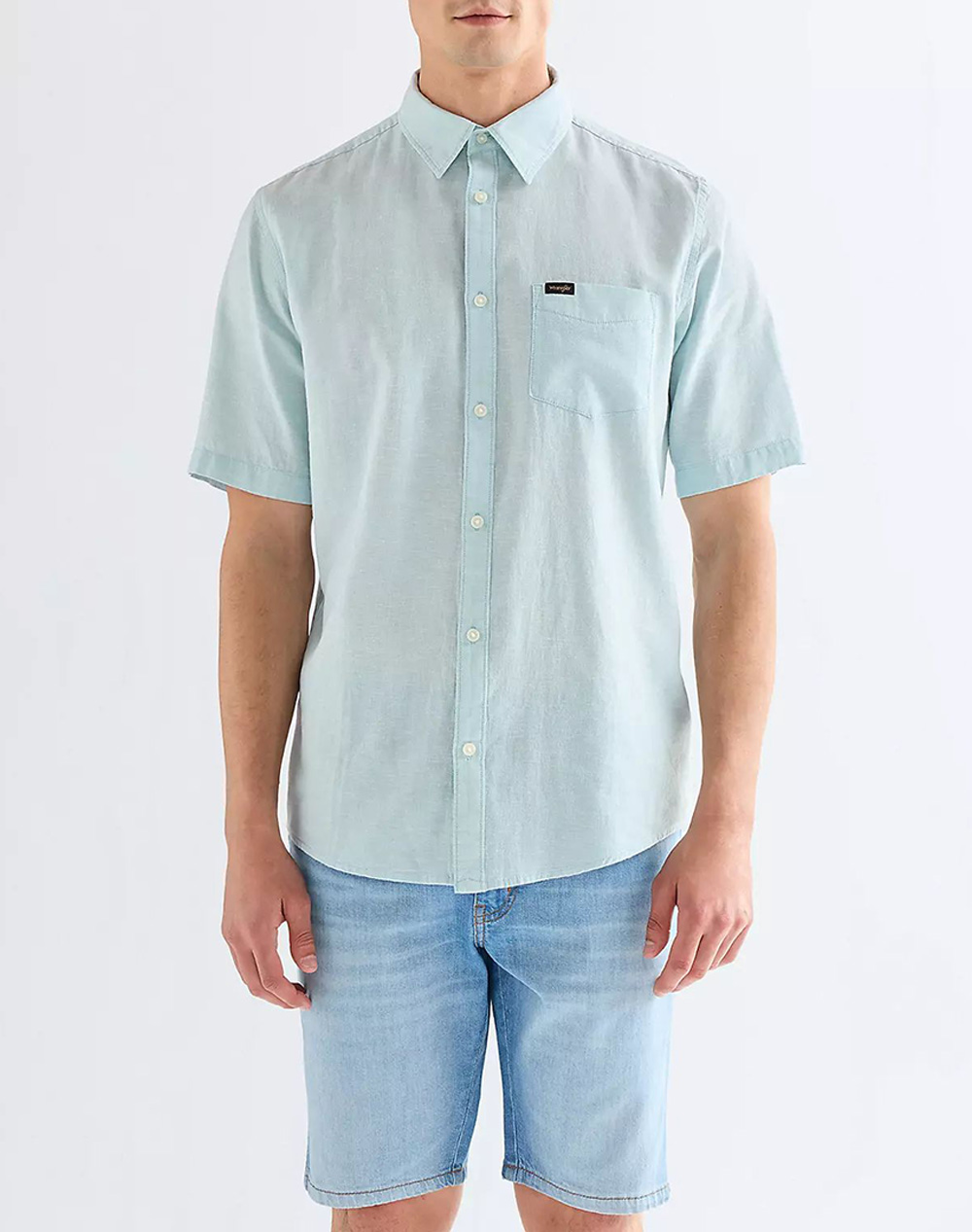 WRANGLER SS 1 PKT SHIRT 112378046-FORGET ME NOT LightGreen