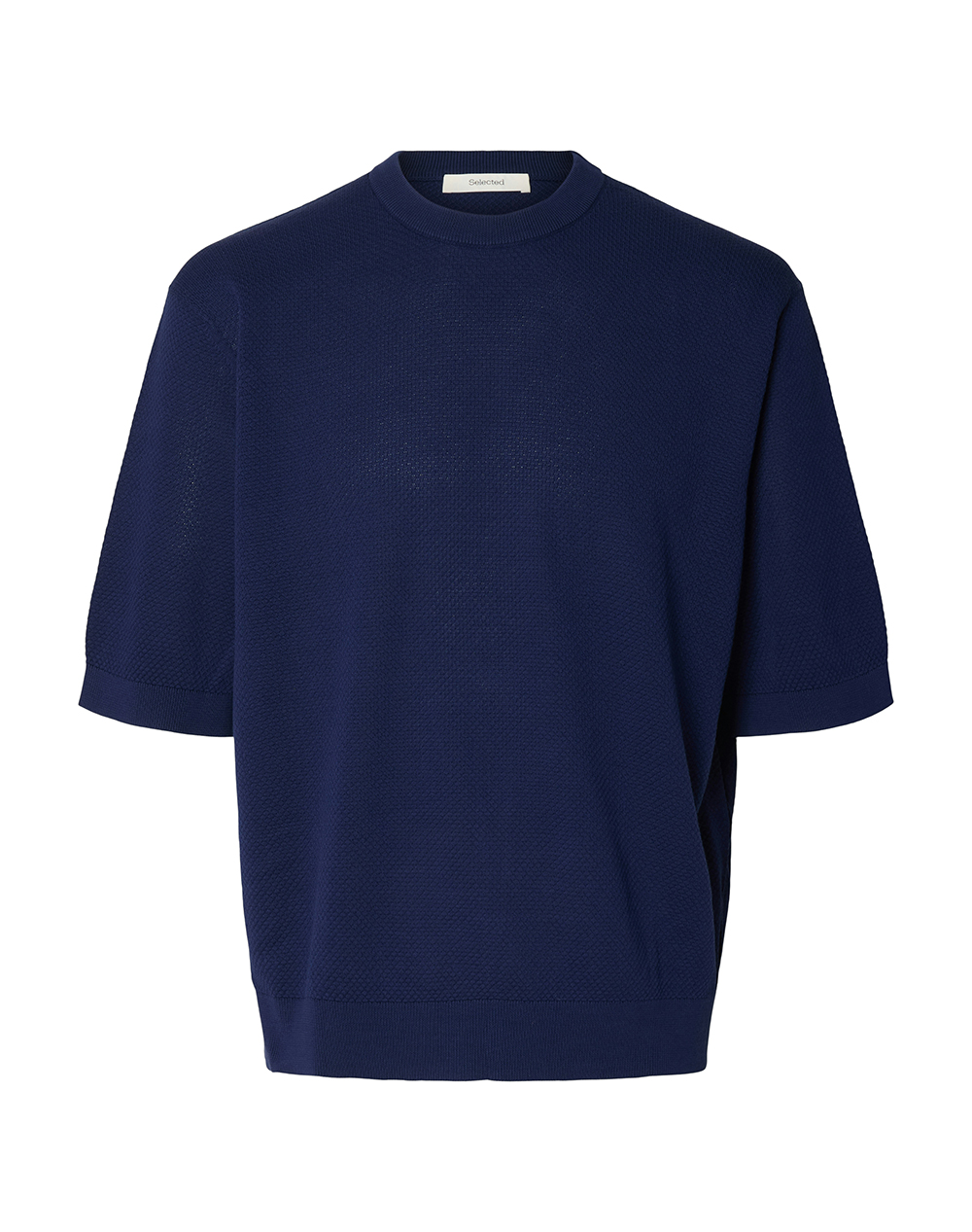 SELECTED SLHTORINO SS RELAXED STRUCTURE CREW NECK 16101377-Ocean Cavern NavyBlue