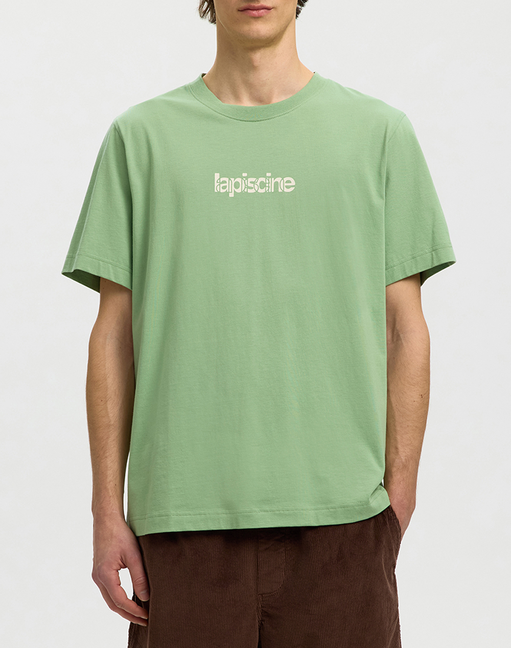 SELECTED SLHASPEN GRAPHIC SS TEE 16101613-Aspen Green Green