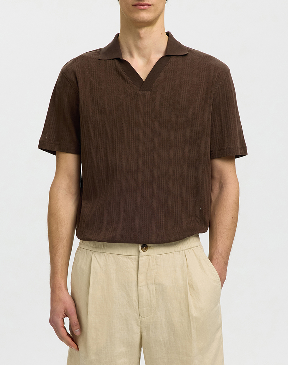 SELECTED SLHTRAVIS SS POLO 16101620-Bracken Brown