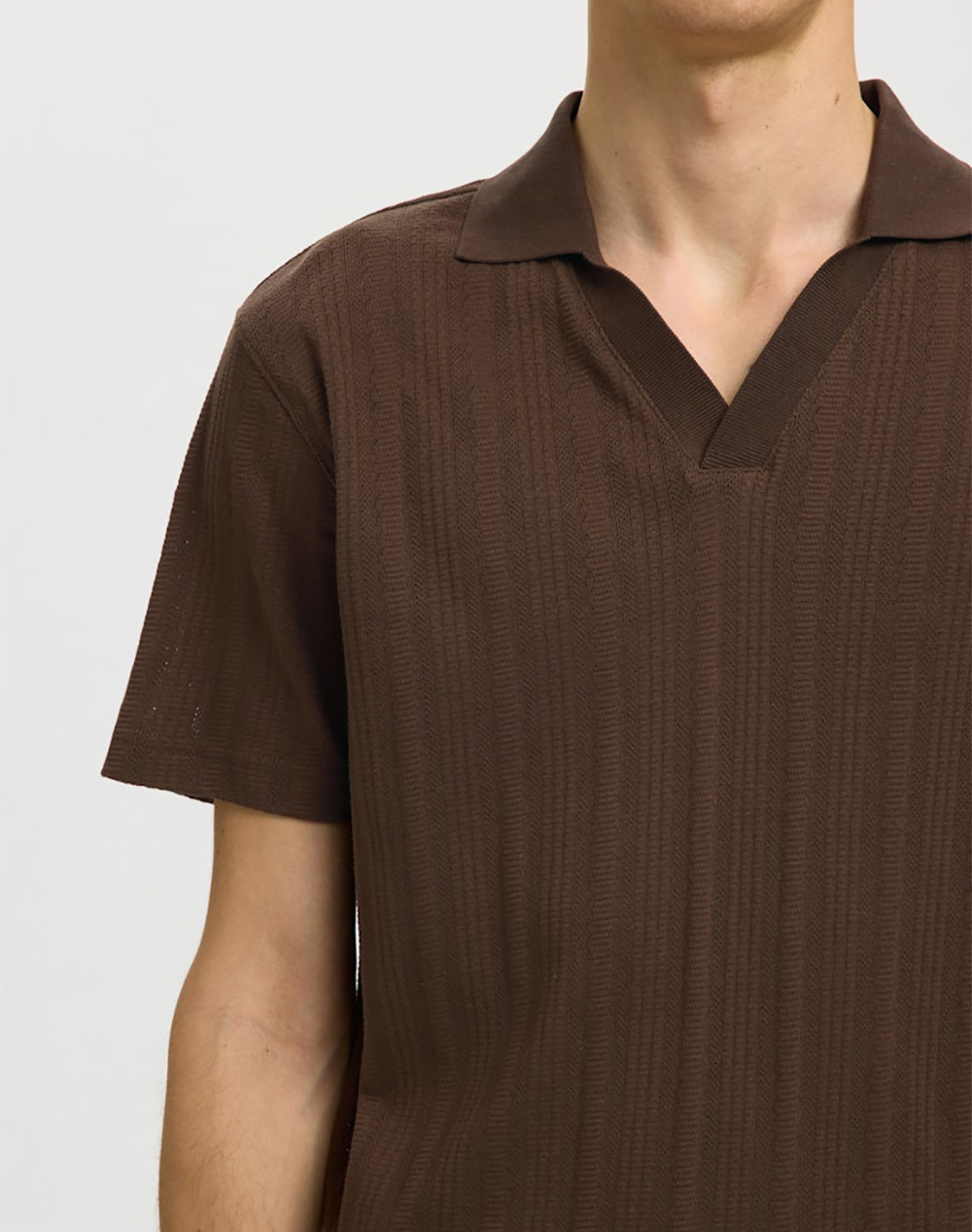 Selected Slhtravis Ss Polo 16101620-Bracken Brown ανδρικά ρούχα μπλούζες Politikos Shop Πολιτικός