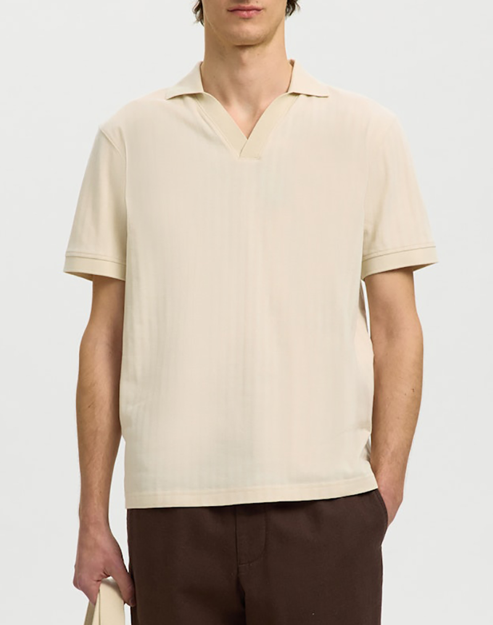 SELECTED SLHMILAN SS POLO 16101619-Birch Biege