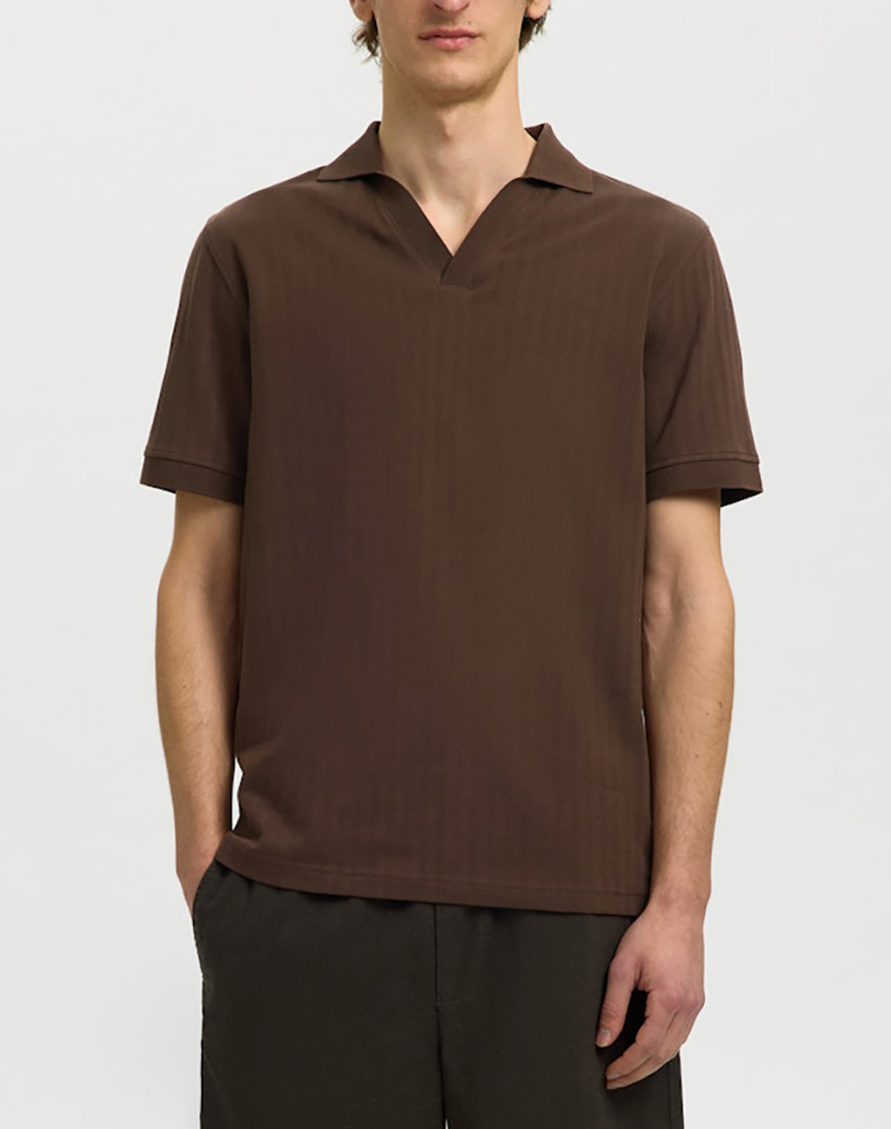SELECTED SLHMILAN SS POLO 16101619-Bracken Brown