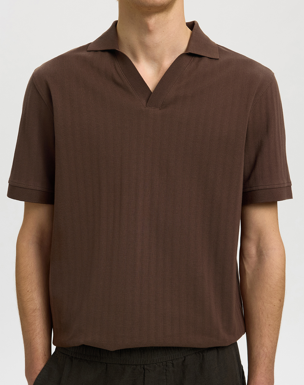 Selected Slhmilan Ss Polo 16101619-Bracken Brown ανδρικά ρούχα μπλούζες Politikos Shop Πολιτικός