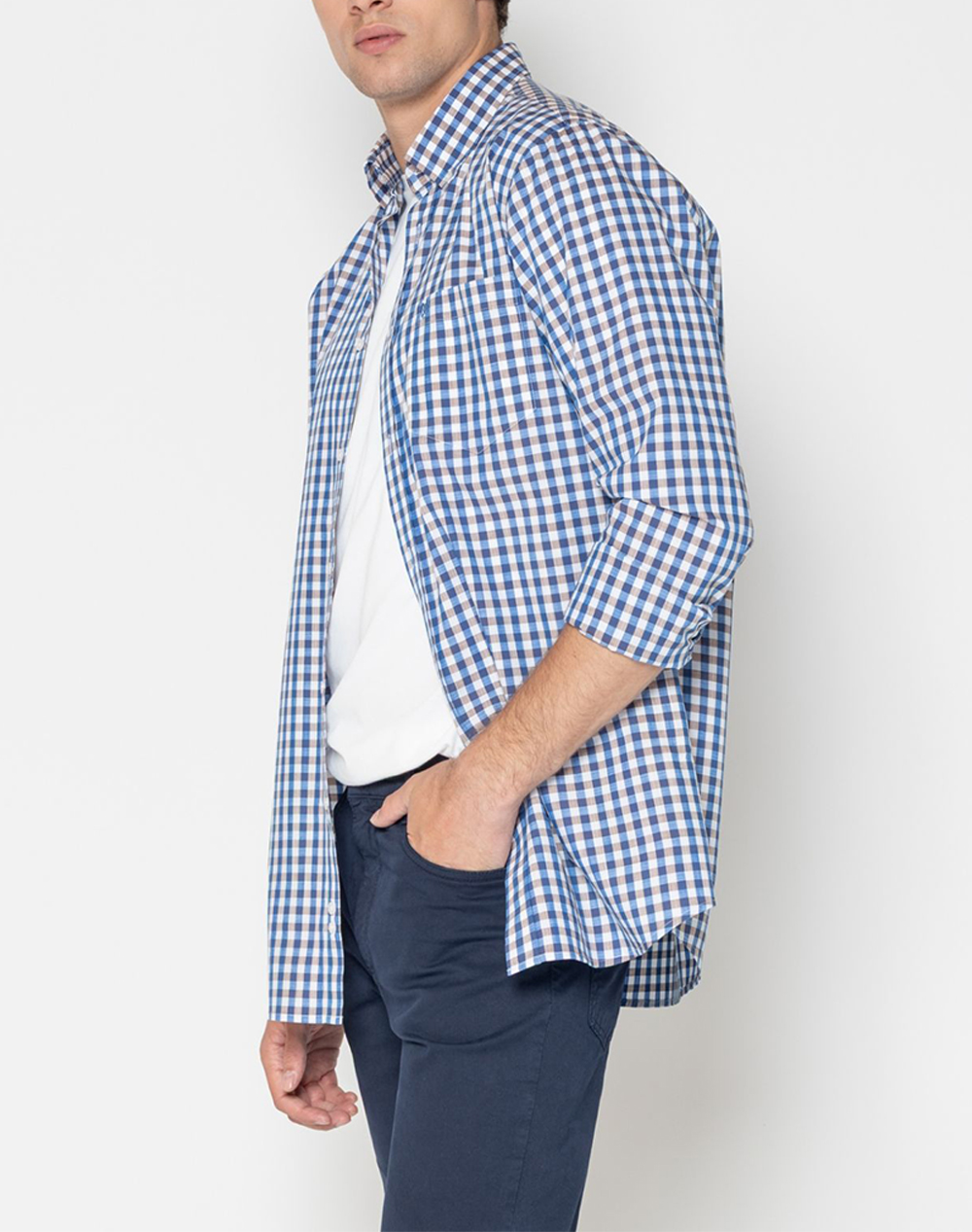 The Bostonians Πουκαμισο Maverick Φλαμα Regular Fit Button-Down 3Aach8654-Cigar Mixed ανδρικά ρούχα πουκάμισα Politikos Shop Πολιτικός