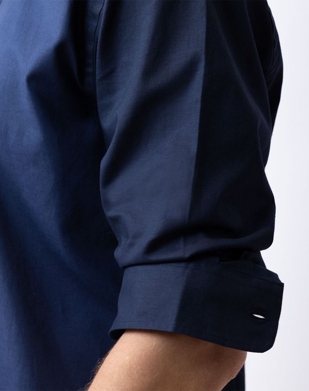 The Bostonians Πουκαμισο Βαμβακι Λινο Custom Fit Plain Cottonlinen Mao Customfit 3A4P1098-Dark Indigo ανδρικά ρούχα πουκάμισα Politikos Shop Πολιτικός