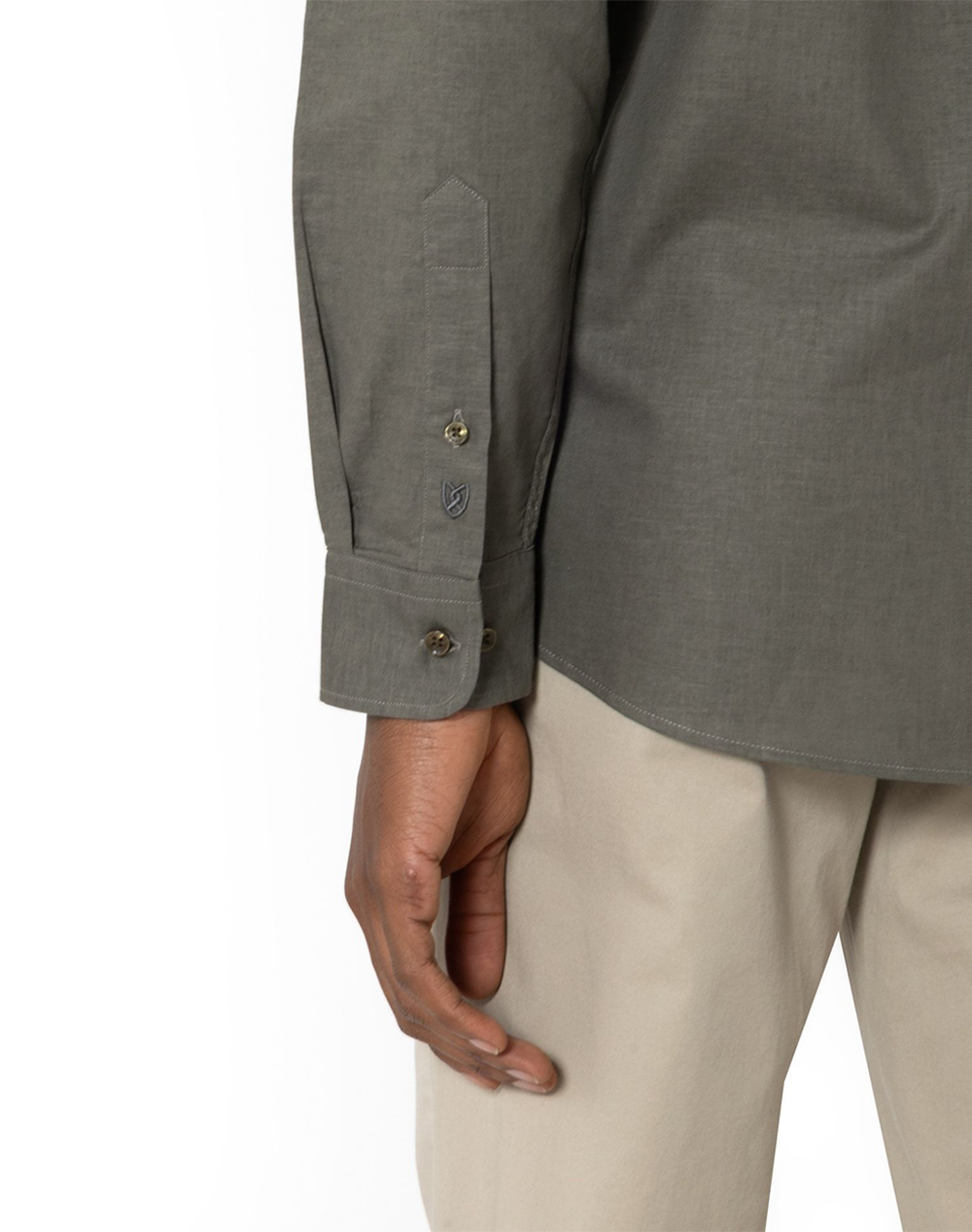 The Bostonians Πουκαμισο Βαμβακι Λινο Custom Fit Plain Cottonlinen Mao Customfit 3A4P1098-Olive Olive ανδρικά ρούχα πουκάμισα Politikos Shop Πολιτικός