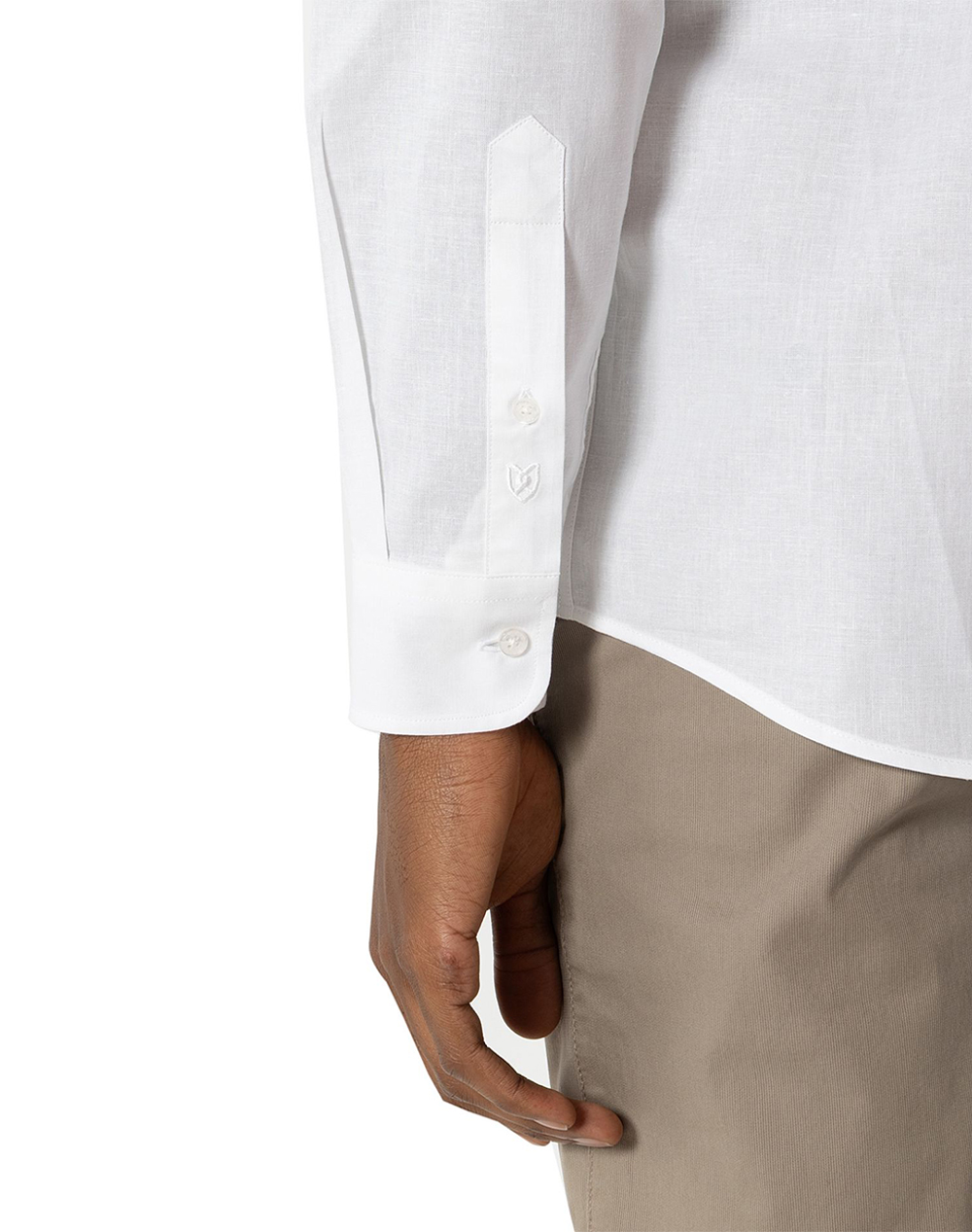 The Bostonians Πουκαμισο Βαμβακι Λινο Custom Fit Plain Cottonlinen Mao Customfit 3A4P1098-White White ανδρικά ρούχα πουκάμισα Politikos Shop Πολιτικός