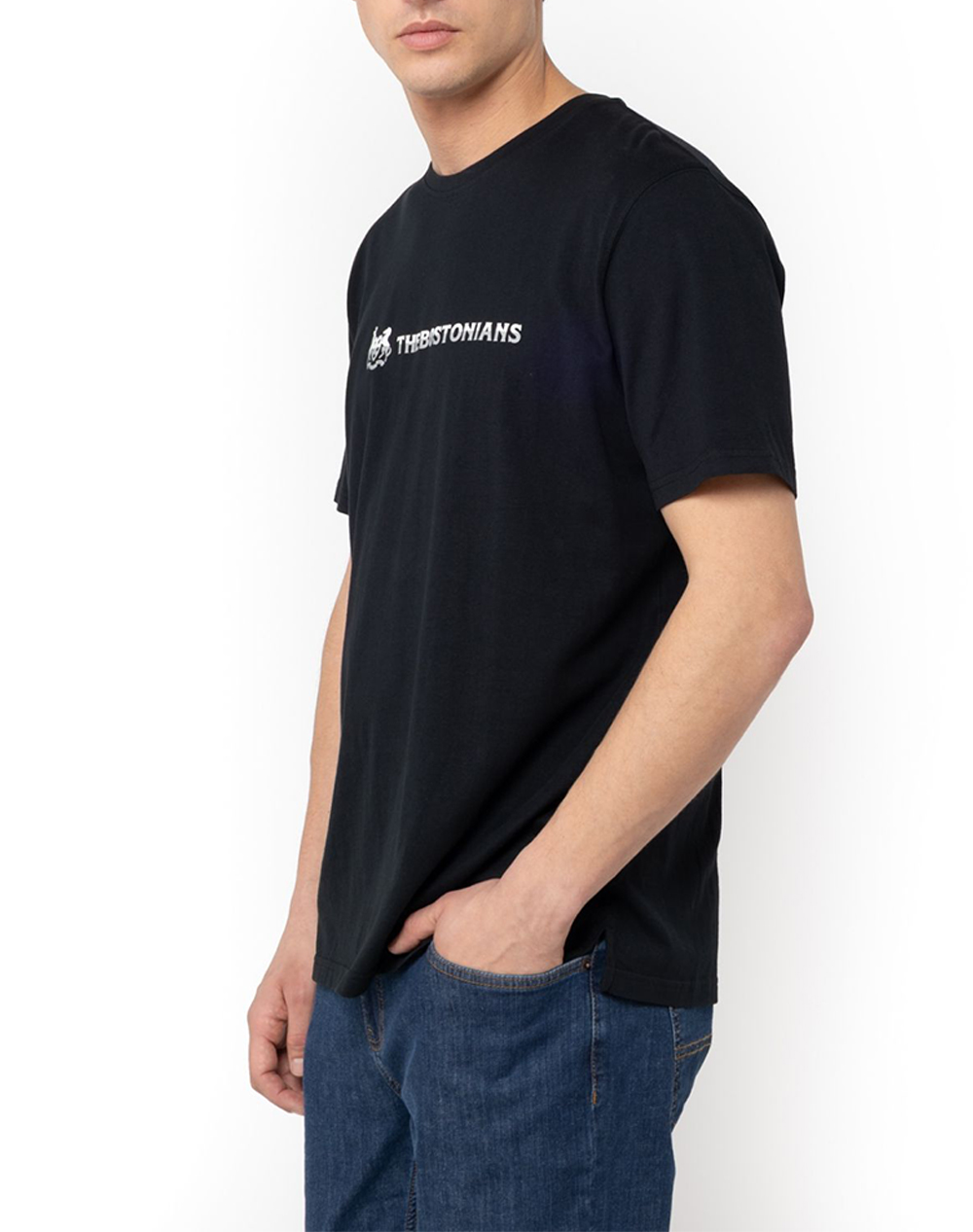 The Bostonians Μπλούζα T-Shirt Two-Tone Logo Regular 3Ts1287M-Black Black ανδρικά ρούχα μπλούζες Politikos Shop Πολιτικός