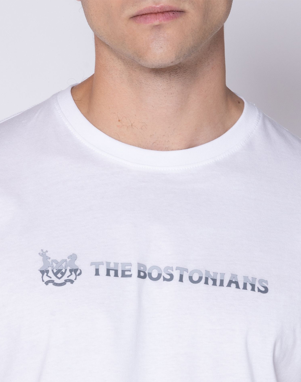 The Bostonians Μπλούζα T-Shirt Two-Tone Logo Regular 3Ts1287M-White White ανδρικά ρούχα μπλούζες Politikos Shop Πολιτικός