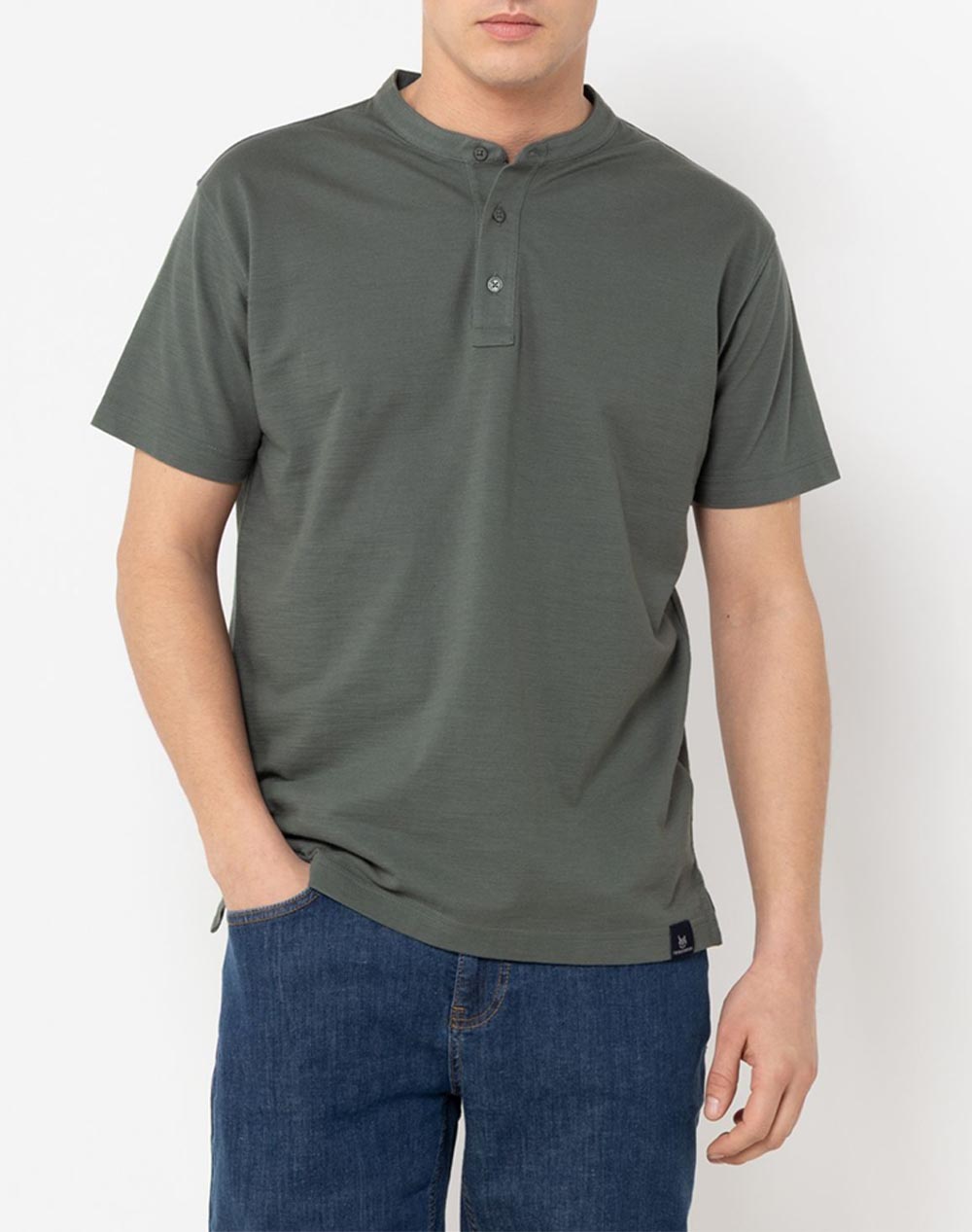 The Bostonians Ανδρικό T-Shirt Κοντομάνικο Λαδί Βαμβάκι
